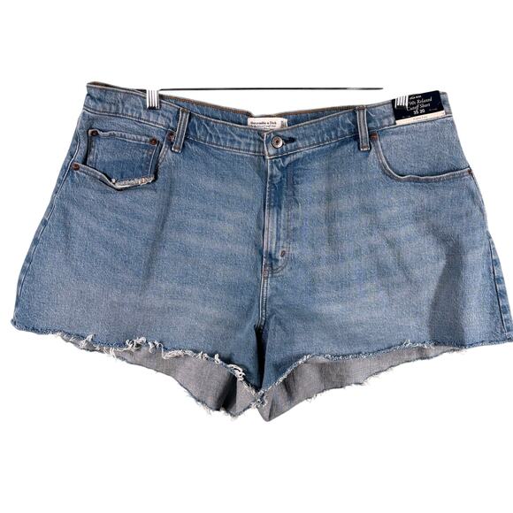 Abercrombie & Fitch Denim Shorts Women 35/20 High Rise Relaxed Cutoff Curve Love - Picture 1 of 8